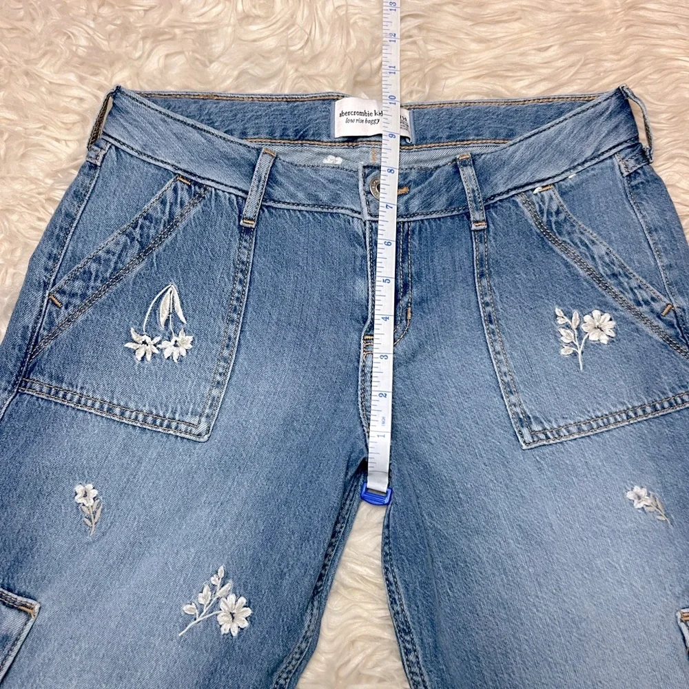 Abercrombie Kids Floral Embroidered‎ Low Rise Baggy Jeans Size 13/14